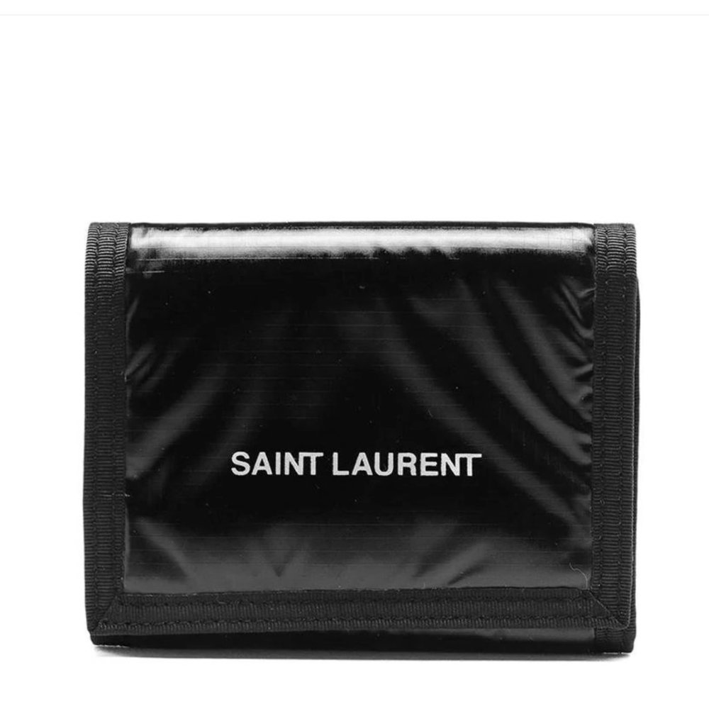 NWT: SAINT LAURENT | Black Nylon Nuxx Logo Trifold Wallet - Picture 2 of 10